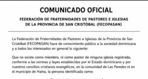 Pastores de San Cristóbal se desvinculan del Ministerio Restaurando Vidas